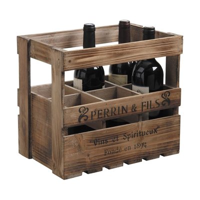 Caisse en bois vieilli 6 bouteilles Perrin et Fils AUBRY GASPARD