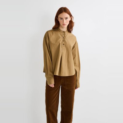 Blouse col tunisien unie en coton MONOPRIX