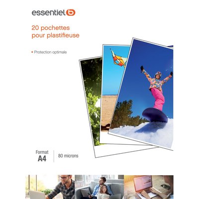 Consommable de bureau pour plastifieuse 20 feuilles A4 pour plastifieuse 80mic ESSENTIEL B
