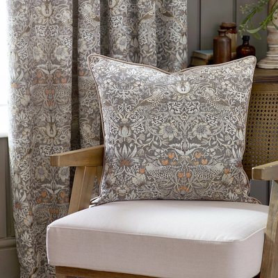 Strawberry Thief Jacquard Piped Feather Filled Cushion MORRIS & CO.