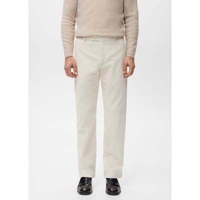 Pantalon Homme Blanc Décontracté En Coton Stretch Malo – Taille 38 IT 54 – Coupe Confort