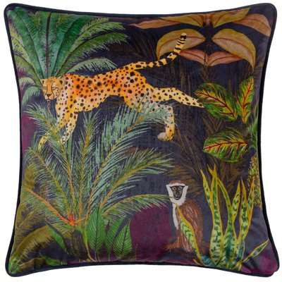 Aranya Cheetah Piped Velvet Cushion WYLDER