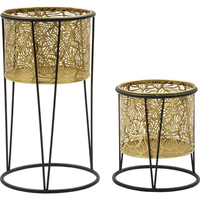 Cache-pot sur pied en fer ajouré lot de 2 GLAM RECOLLECTION