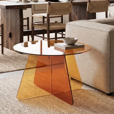 Table basse ronde D80 en verre - LUMA HELLIN, DEPUIS 1862
