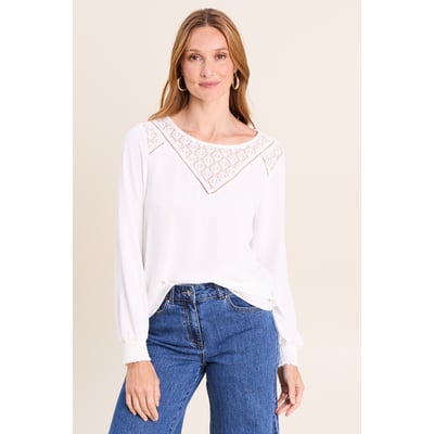 Blouse droite manches longues dentelle BREAL