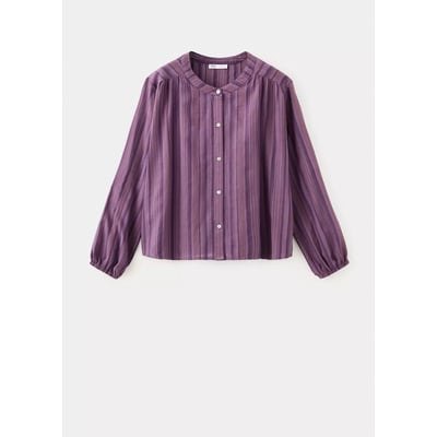 Blouse en coton rayé avec détail froncé MANGO TEEN