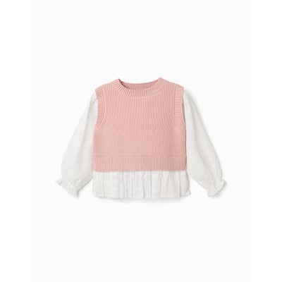 Pull bi-matière en maille et coton ZIPPY