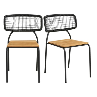 Chaise en teck et métal noir (lot de 2) LAKEWOOD PIER IMPORT