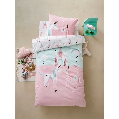 Parure housse de couette+ taie d'oreiller LICORNES MAGIQUES VERTBAUDET