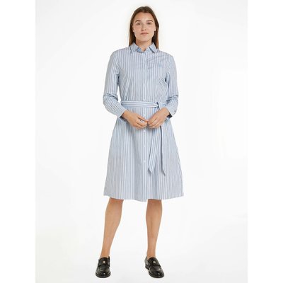 Vestido às riscas, mangas compridas, com cinto TOMMY HILFIGER