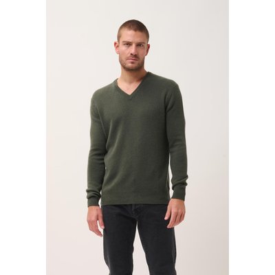 Pull Col V 4 Fils Kaki Nathan JUST CASHMERE