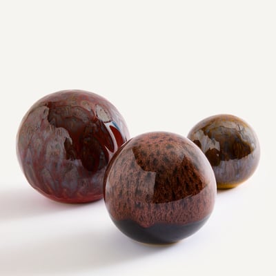 Lot de 3 sphères décoratives en céramique émaillée, MESSINE AM.PM
