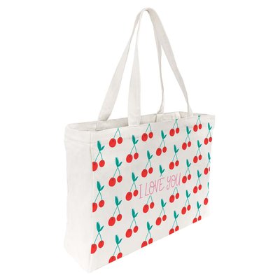Tote bag en coton imprimé cerises DRAEGER PARIS