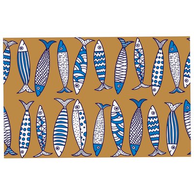 Paillasson d'intérieur polyester motifs poissons 60x40x1cm WADIGA