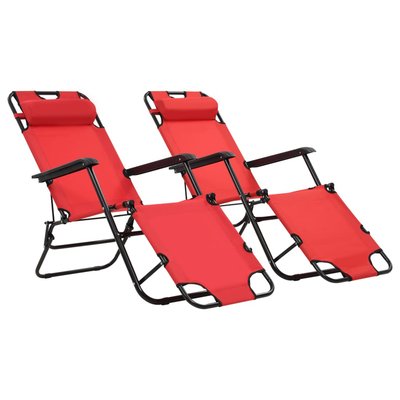 Set de 2 chaises longues pliables avec repose pied HOME MAISON
