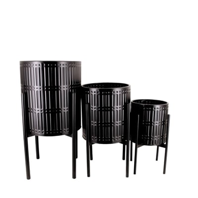 Set de 3 cache-pots en métal structuré ORNAMI