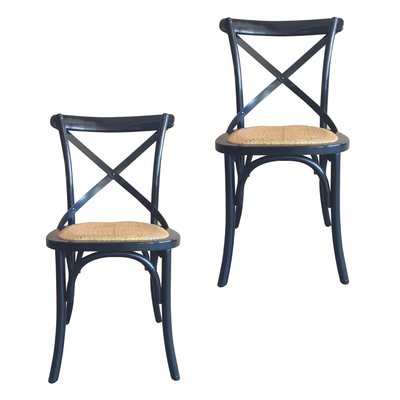 Lot de 2 chaises en bois massif et cannage L61 cm - BISTROT CALICOSY