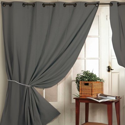 Rideau 100% Occultant Ignifugé M1 Non Feu Gris HOME MAISON