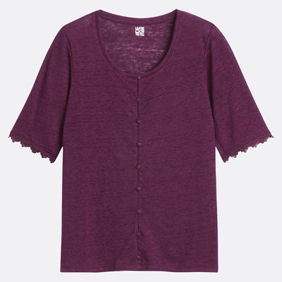 Tee shirt en lin manches courtes LA REDOUTE COLLECTIONS