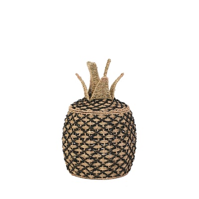 Panier ananas jonc de mer naturel et noir MAISON AUBERTIN