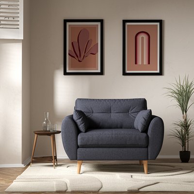 Ada Scandi Buttoned Soft Brushed Snuggle Chair with Light Wood Legs SO'HOME