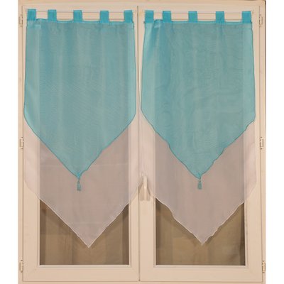 Paire de double petits voilages à pompon HOME MAISON