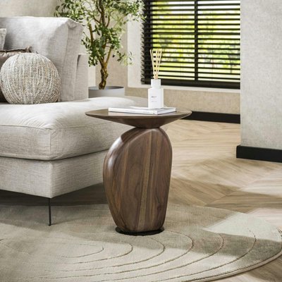 Bout de canapé en bois brun – design organique MYSORE PIER IMPORT