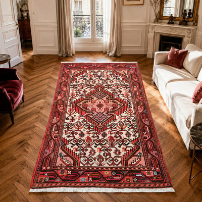 Tapis d'orient, motif oriental artisanal, noué main, HAMADAN 30 UN AMOUR DE TAPIS