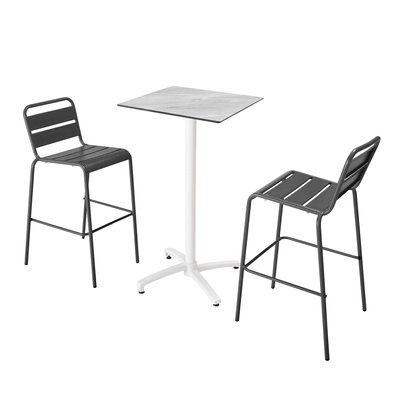 Ensemble table inclinable en hpl avec chaises hautes en métal, OPERA OVIALA