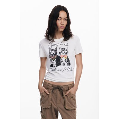 T-shirt chats strass DESIGUAL