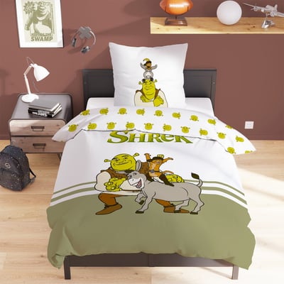 Parure de lit imprimée 100% coton, SHREK AMIS OMYDREAM