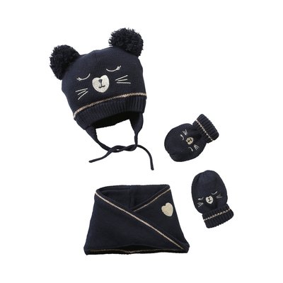 Ensemble en maille jacquard bonnet + snood + moufles VERTBAUDET