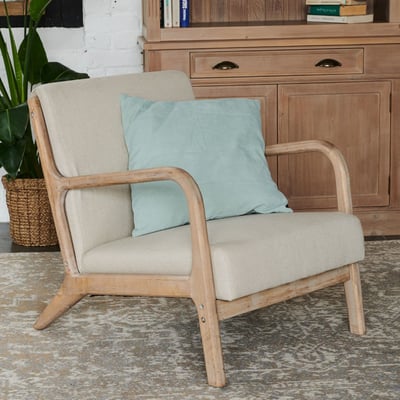Fauteuil avec accoudoirs en lin matelassé - SEVENTIES HELLIN, DEPUIS 1862