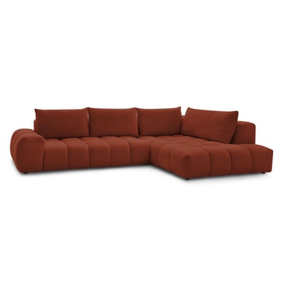Canapé d'angle fixe 4 places en tissu texturé, EVEREST BOBOCHIC