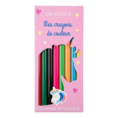 8 crayons de couleur licorne DRAEGER PARIS