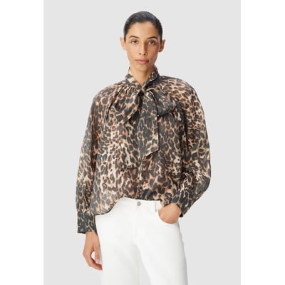 Blouse col lavallière motif léopard IKKS