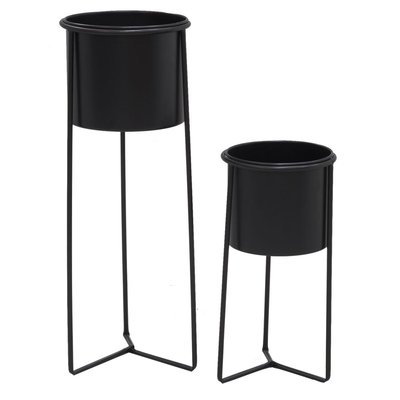 Cache-pots en métal noir (Lot de 2) AUBRY GASPARD