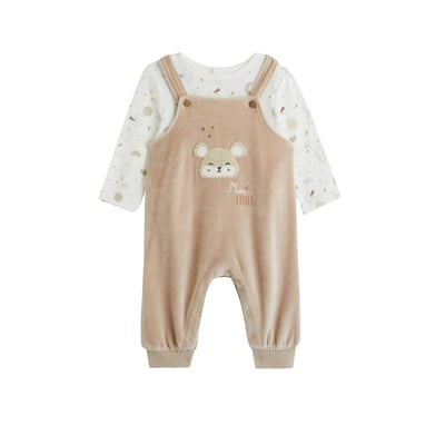 Ensemble salopette bébé en velours et t-shirt Eliah PETIT BEGUIN