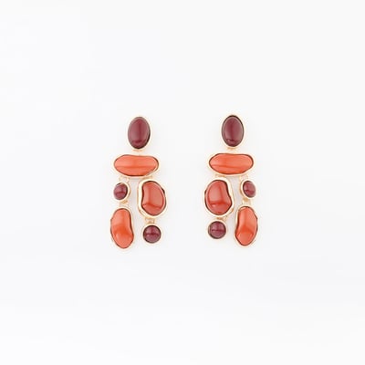 Boucles d'oreilles à cabochons bordeaux BALABOOSTE