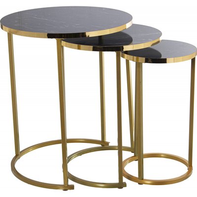 Tables gigognes dorées, marbre  (lot de 3) RECOLLECTION