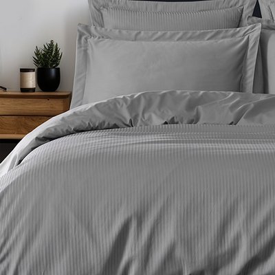 Housse de couette rayée réversible satin de coton VERSAILLES SENSEI MAISON