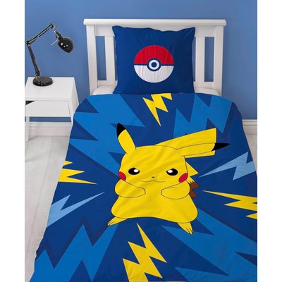 Parure de Lit Enfant Imprimée Réversible, PIKACHU ELECTRIQUE POKEMON