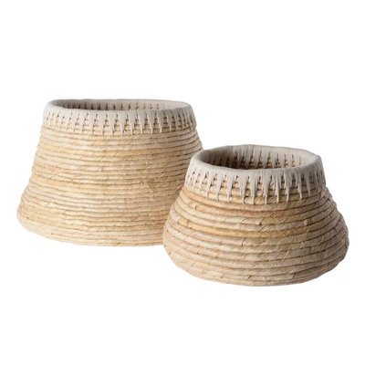 Panier rond en tressage Abaca et corde Rop (set de 2) ZAGO