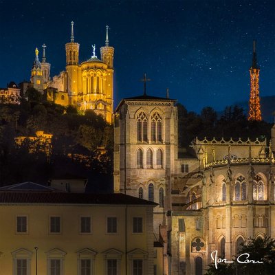 Tableau Mural Cathédrale Saint-jean De Lyon La Nuit ARCHITECTURE CEANOTHE