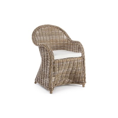Fauteuil en rotin naturel et coussin en coton - SAINT TROPEZ HELLIN, DEPUIS 1862