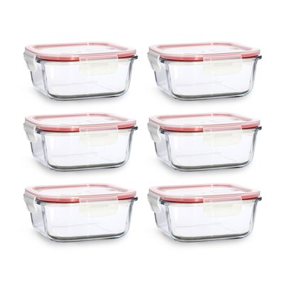 Lot de 6 boîtes hermétiques en verre 800ml, CLÉMENTINE MENASTYL
