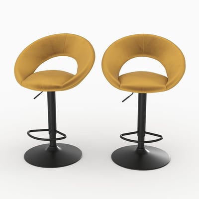 Lot de 2 chaises de bar en velours 61/76,5 cm - CLOCLO MAISON PAVANE