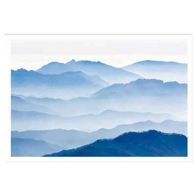 Affiche paysage montagnes bleues HEXOA