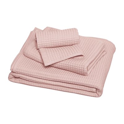 Serviette de toilette en coton bio, ESPRIT NID D'ABEILLE BLANC CERISE