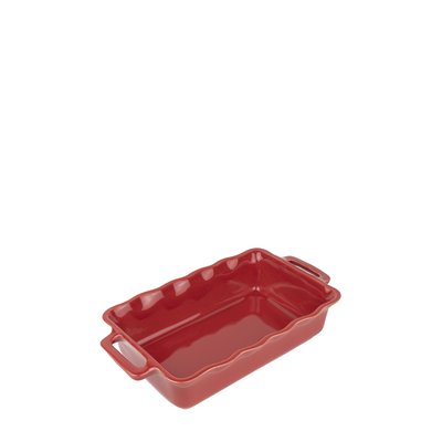 Délices Plat céramique four rectangulaire festonné rouge cerise 31 cm PEUGEOT